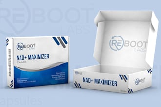 create custom retail box packaging design with dieline insert and 3d mockup