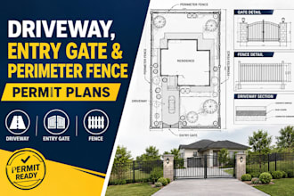 draft driveway, entry gate, and perimeter fence permit plans