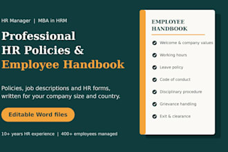 write HR policies, employee handbook and job descriptions