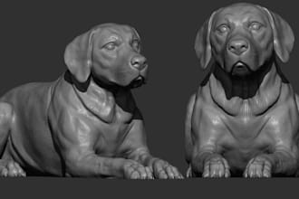 create realistic 3d dog model sculpt animal pet design stl file for 3d printing