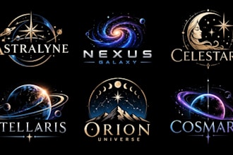 design a professional space, galaxy, universe, astrology, celestial cosmos logo