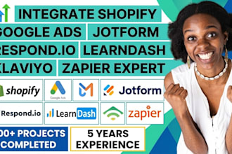 integrate shopify google ads jotform thanks respond io learndash klaviyo zapier