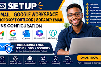 setup gmail google workspace microsoft outlook godaddy email dns configuration
