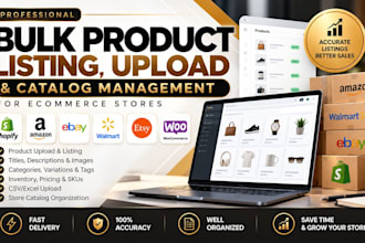 do bulk product listing, upload and catalog management for ecommerce store