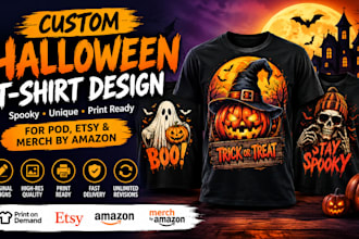 create custom halloween t shirt design spooky graphic pod etsy merch by amazon