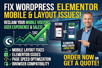 fix wordpress elementor mobile responsive layout and website issues