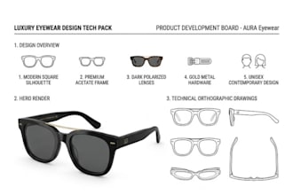 design industrial eyewear tech pack 3d cad model factory tech pack 3d rendring