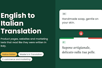 translate your english product description and website into italian