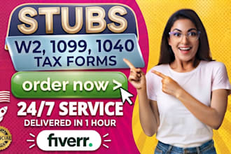 prepare stubs, w2, 1040, 1090 tax forms for you and your employes