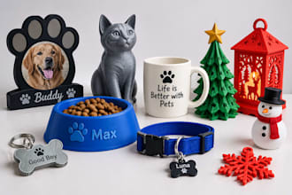 design custom pet gifts, 3d models and 3d printable holiday products