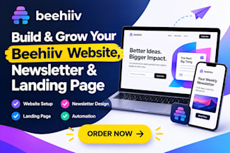 setup beehive website, beehiive newslettter template and beehiiv landing page