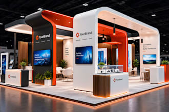 design modern trade show booth, exhibition stand, backdrop and booth graphics