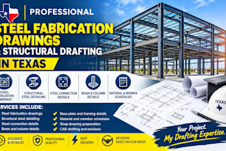 do steel fabrication drawings and structural drafting in texas