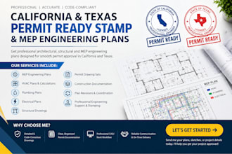 do california texas ohio permit ready stamp and mep engineering plan