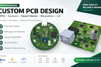 design esp32 sensor, smart home, wearable and iot custom pcb hardware