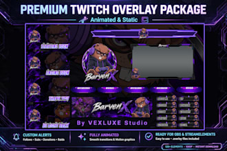 design premium twitch, kick, overlay and stream package
