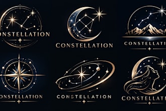 design a professional stars, astrology, galaxy cosmic constellation logo