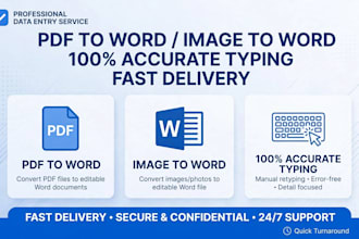 retype scanned pdf to word and images to word typing