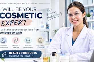 develop professional cosmetic formulations for skincare and haircare