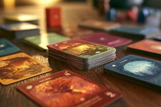 design unique tabletop games, cards and game boards