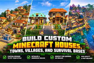 build custom minecraft houses, towns, villages, and survival bases