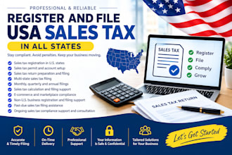 register and file USA sales tax in all states, sale tax filing