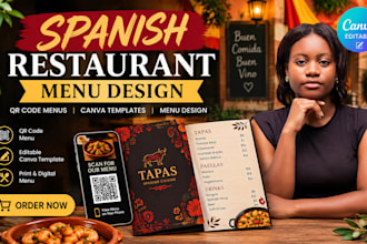 design spainish restaurant qr code restaurants canva menu templates menu design