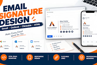 design email signature, html email signature clickable signature, gmail, outlook