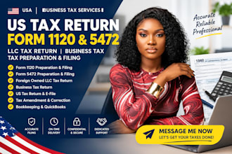 us tax return, form 1120, 5472, 1040 and foreign owned llc tax return