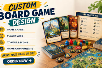 create custom board game cards player aids tokens icons and game components