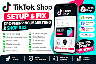 setup tik tok shop fix tiktok dropshipping tiktok shop marketing tiktok shop ads