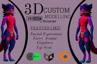create custom vrchat avatar furry 3d model vrc character vrm model