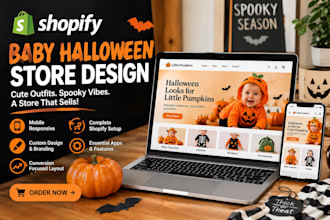design a baby halloween shopify store for outfits and costumes