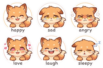 draw cute furry emojis, twitch emotes and discord stickers