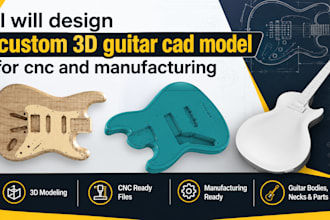 design custom 3d guitar cad model for cnc and manufacturing