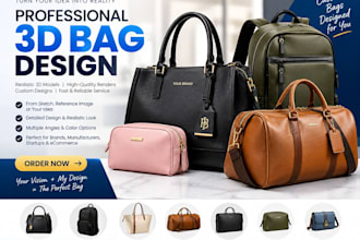 design a professional 3d bag design mockup and packaging design