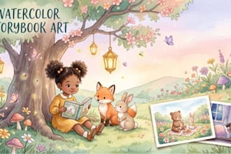 draw watercolor children book illustrations and whimsical storybook art