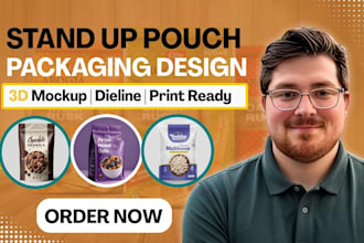 design custom stand up pouch packaging and flexible bag label