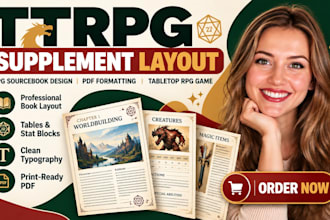 design ttrpg supplement layout rpg sourcebook design pdf formatting tabletop