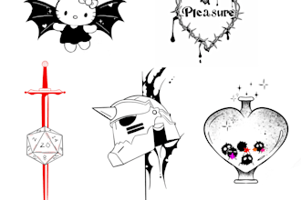 create flash tattoo art, black work, geek style