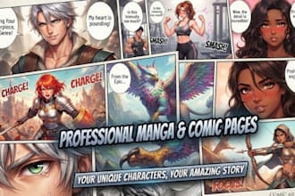 draw anime manga comic book illustration, manga artist or webtoon cover manhwa