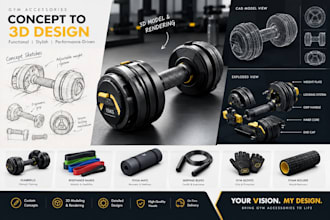 design gym accessories industrial product design, with 3d cad for manufacturing