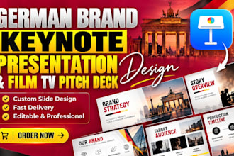 design a fast german brand keynote presentation ,film tv  pitch deck