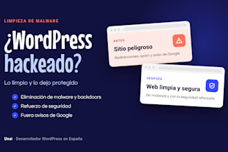 la limpieza de tu wordpress hackeado y eliminaré todo el malware