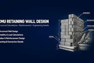design cmu retaining walls with structural calculations and details