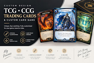 design a stunning tcg, ccg, trading cards and custom card game