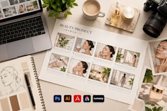 design beauty product storyboard for cosmetics ad, skincare commercial videos,
