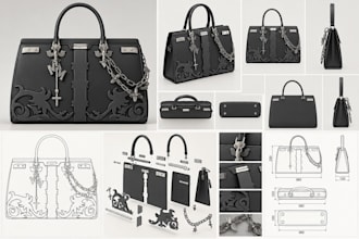 design chain bag, french fashion bag, luxury handbag hardware, hand clasp cad