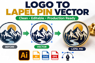 convert company logo to clean vector artwork for custom lapel pin production job