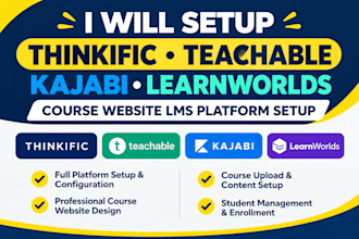 setup thinkific teachable kajabi learnworlds course website lms platform setup